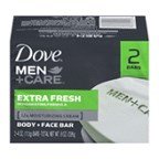 Dove Men’S Extra Fresh Bar Soap - 2 Pack, 4Oz Each - Refreshing Clean & Odor Protection