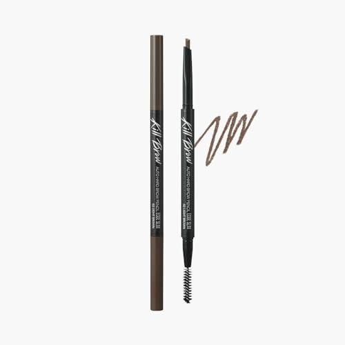 Clio Kill Brow Auto Hard Eyebrow Pencil - Waterproof, Long Lasting, Dual-End, 02 Light Brown