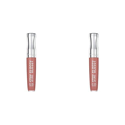 Rimmel Stay Glossy Lip Gloss, Bare Minimum, 6Hr Long-Lasting, 2 Count Pack