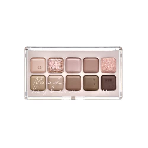 Lilybyred Mood Keyboard Eyeshadow Palette - Long-Wearing, Soft Neutral Ash Color (02#Ash Mauve)