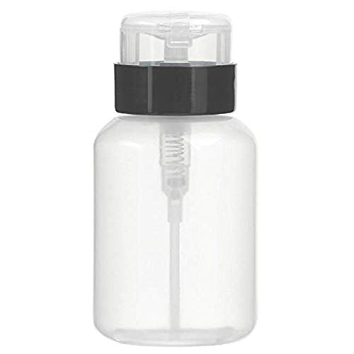 Lassum 200Ml Push Down Pump Dispenser Bottle For Nail Polish Remover - Black & Clear