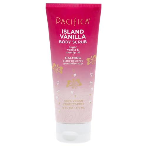 Pacifica Beauty  Island Vanilla Body Scrub  Exfoliating  Sugar  Rosehip Oil  Body Polish  Bath  Shower  Clean  Paraben  Vegan 