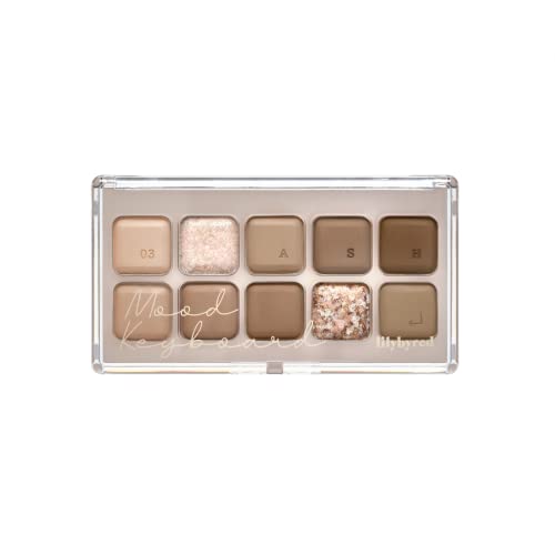 Lilybyred Mood Keyboard Eyeshadow Palette - Long-Wearing Glitter In 03#Ash Beige, K-Beauty