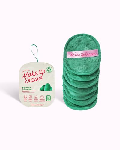 Makeup Eraser 7-Day Set - Recycled Green Makeup Remover Cloths, Erase Waterproof Makeup With Water