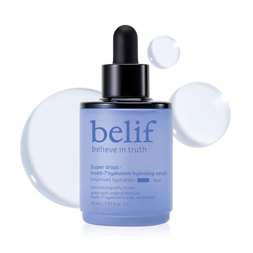 Belif Super Drops Multi-7 Serum - 24-Hour Hydration, Hyaluronic Acid, Lightweight Essence 1.01 Oz