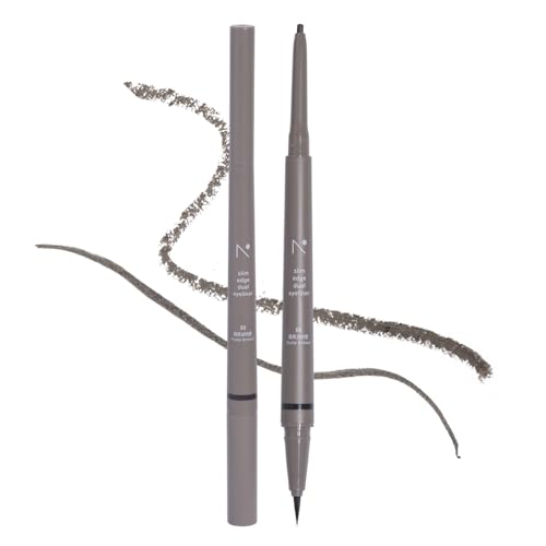 Nobev Eyeliner Slim Edge Dual-Tip, 03 Mute Brown, Smudge-Proof, Long Lasting Liquid &