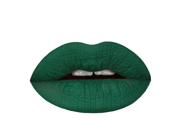 Aromi Dark Green Matte Liquid Lipstick - Long-Lasting Vegan Makeup, Emerald Green, 0.14 Oz