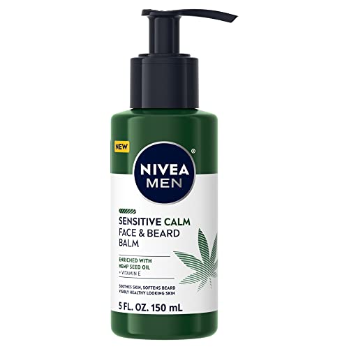 Nivea Men Sensitive Calm Face & Beard Balm, Moisturizer For Men, 5 Fl Oz Pump Bottle