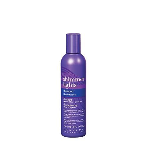 Clairol Professional Shimmer Lights Purple Shampoo  8 fl Oz  Neutralizes Brass  Yellow Tones  For Blonde  Silver  Gray  Highl