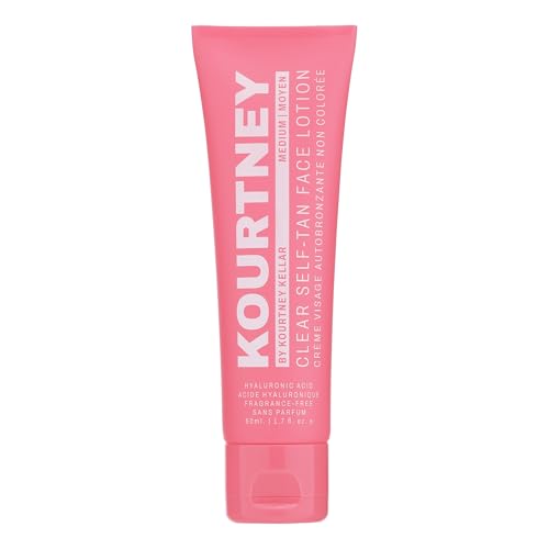 Kourtney Self-Tan Face Lotion - Gradual Tanner With Hyaluronic Acid, Vegan, 1.7 Oz