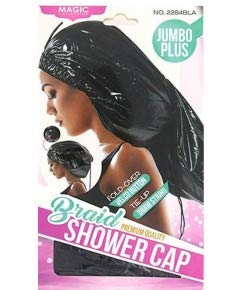 Magic Collection Super Jumbo Plus Braid Shower Cap - Black, Velcro, 1 Count