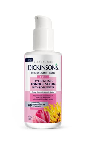 Dickinson'S Witch Hazel Hydrating Toner + Serum With Rose Water, 4 Fl Oz