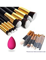 Magik 8Pcs Premium Synthetic Makeup Brushes Set With Protectors & Blender Sponge - Black & Gold