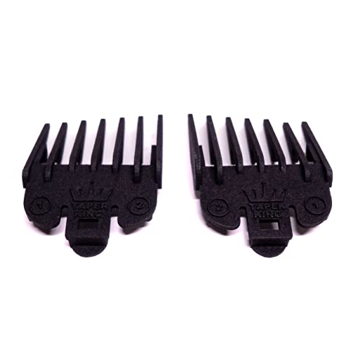 Taper King Hair Clipper Guide Comb Set - Onyx #1 To #2 For Tapers & Fades, 2 Count