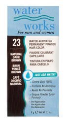 Water Works Permanent Powder Hair Color - Natural Dark Brown #23, 2 Pack, 0.2 Oz Each