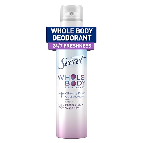 Secret Whole Body Deodorant Spray For Women, Aluminum Free, Lilac & Waterlily, 72 Hr, 3.5