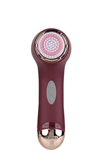 Elle Waterproof Facial Cleansing Power Brush - Exfoliating Makeup Remover, Raspberry