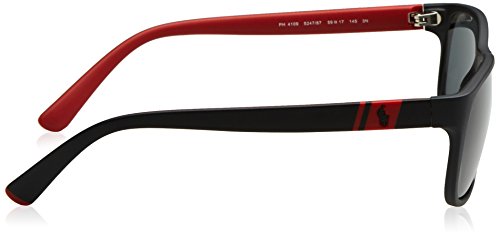 Polo Ralph Lauren Men'S 59Mm Rectangular Sunglasses, Matte Black On Red/Grey