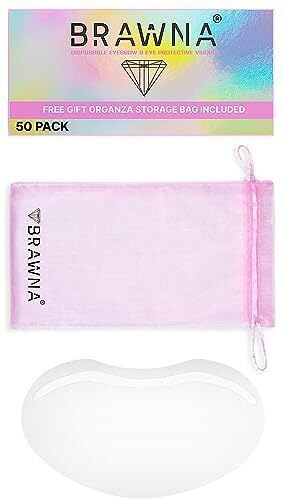 Brawna 50 Pack Clear Protective Shower Visors For Eyelash Extensions & Microblading Supplies