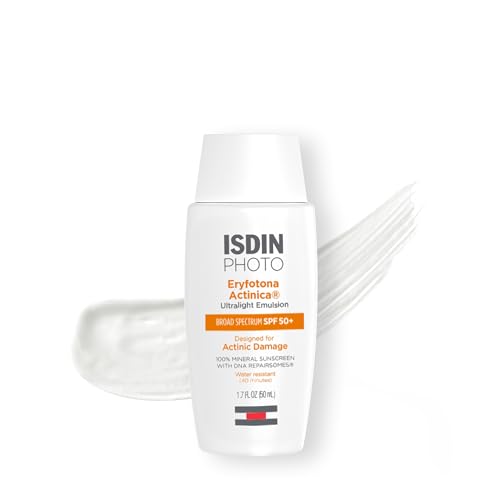 Isdin Eryfotona Actinica Spf 50+ Mineral Sunscreen, No White Cast, Sensitive Skin, 1.7