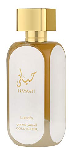 Lattafa Hayaati Gold Elixir Eau De Parfum Spray for Unisex, 3.4 Fl Oz - Luxurious Fragrance for Men and Women