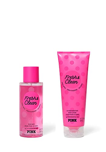 Victoria'S Secret Pink Fresh & Clean Mist & Lotion Set, 16.4 Fl Oz, Perfect Gift Set