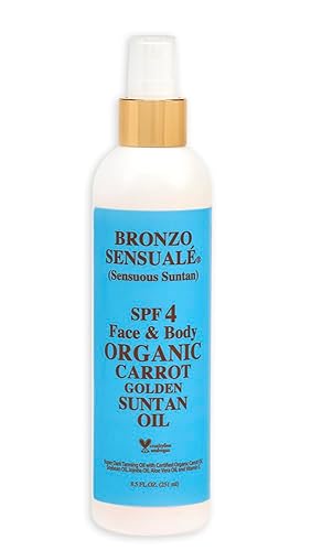 Bronzo Sensuale Spf 4 Sunscreen - Organic Carrot Oil Tanning Lotion, 8.5 Fl Oz