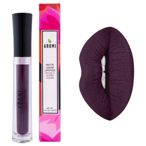 Aromi Gothic Plum Matte Liquid Lipstick - Vegan, Long-Lasting, Opaque Dark Midnight Color