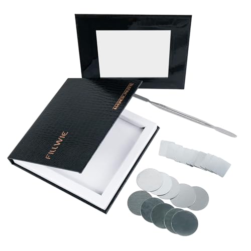 Fillwie Small Magnetic Makeup Palette With Mirror, Spatula & 20 Stickers - Black