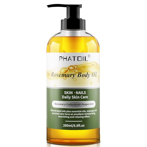 Phatoil Rosemary Body Oil - 260 Ml Massage Oil For Dry Skin & Hair, Natural Plant & Essential Oils