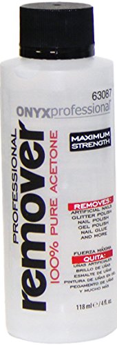 Onyx Professional 100% Acetone Nail Polish Remover - 4 Oz For Artificial Nails & Glitter Polish