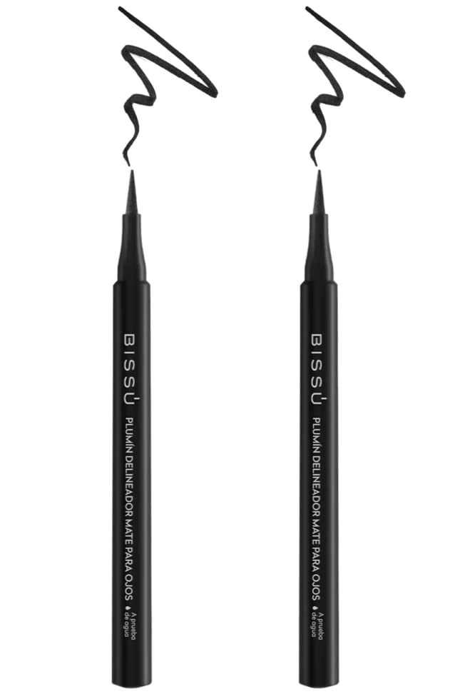 Bissú Waterproof Liquid Matte Eyeliner - 2 Pack (Black) - Long-Lasting, Smudge-Proof, 