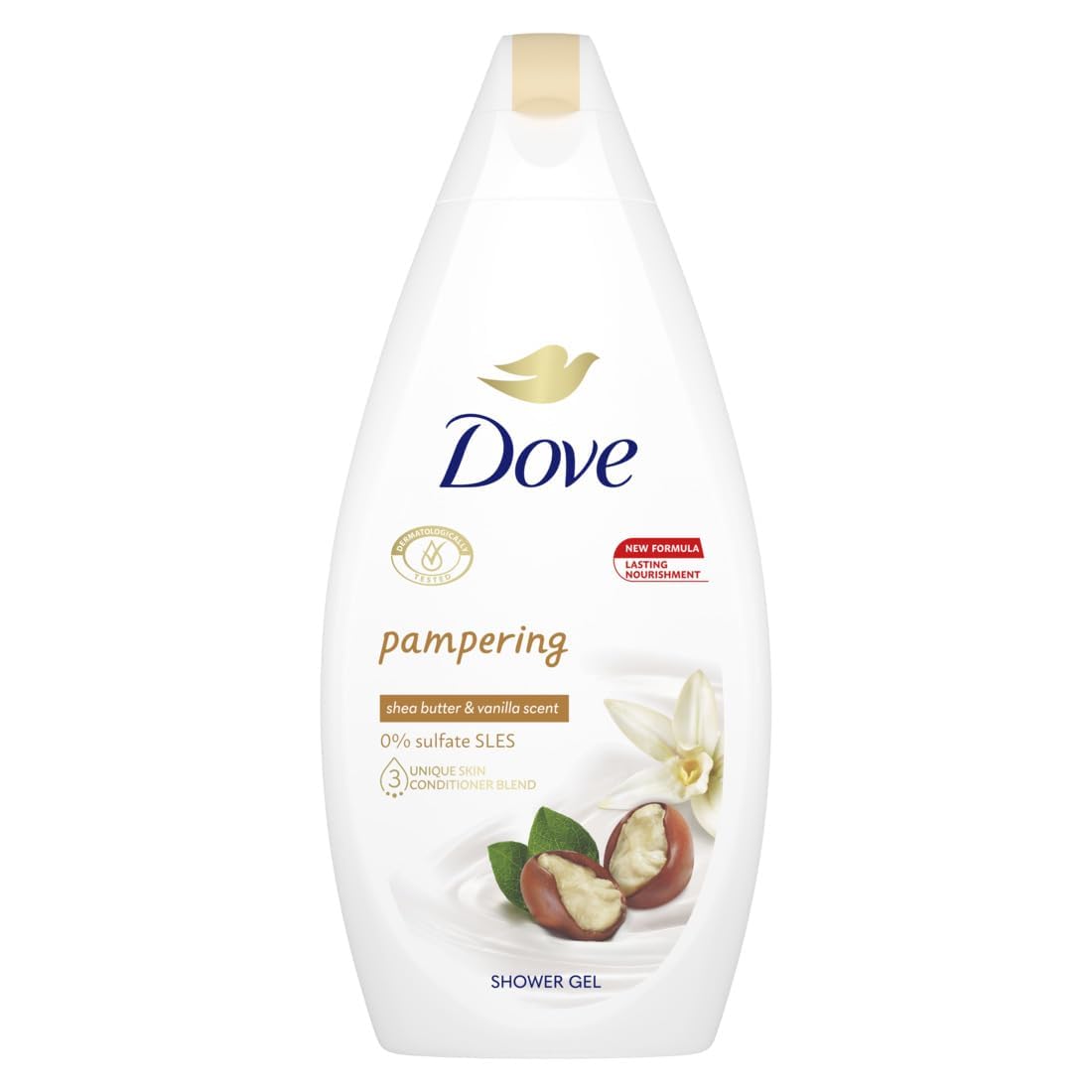 Dove Shea Butter Caring Cream Bath, 500Ml - Moisturizing Pampering Body Wash