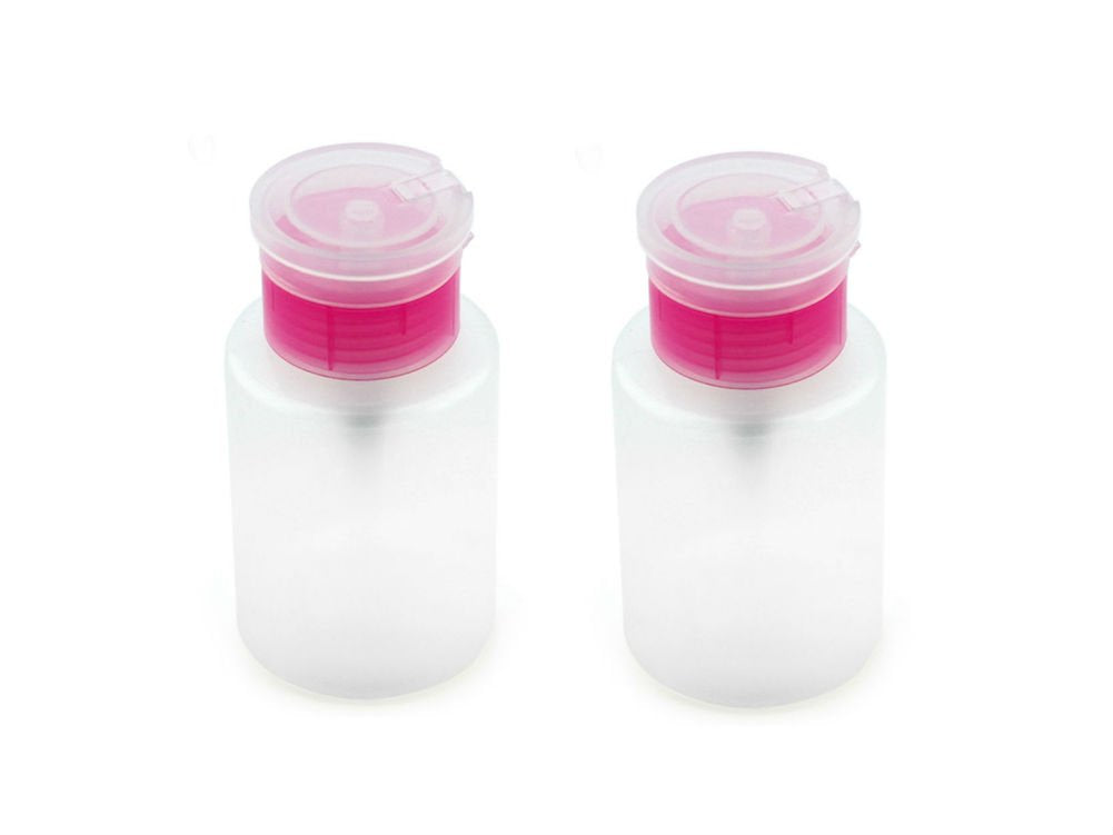 Akoak Push Down Nail Polish Remover Dispenser, 2 Pack, 150Ml (5Oz), Pink Top Cap