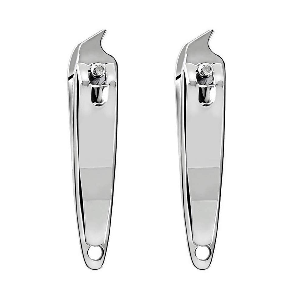 SEGMINISMART Slanted Edge Nail Clippers - 2 Pack Metal Cuticle & Nail Cutting Tool, Silver