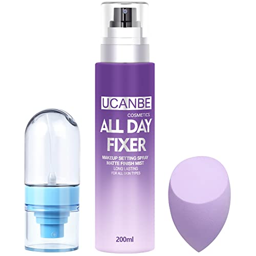 Ucanbemakeup Long Lasting Makeup Setting Spray Kit - Hydrating Mist + Travel Size + Sponge Puff