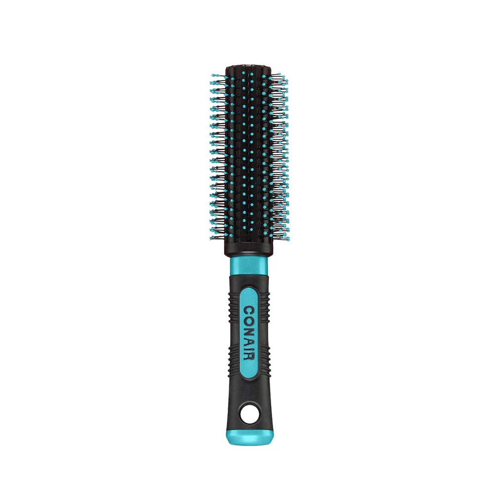 Conair Salon Results Round Brush - Teal Nylon Bristle Hairbrush For Blowout Styling