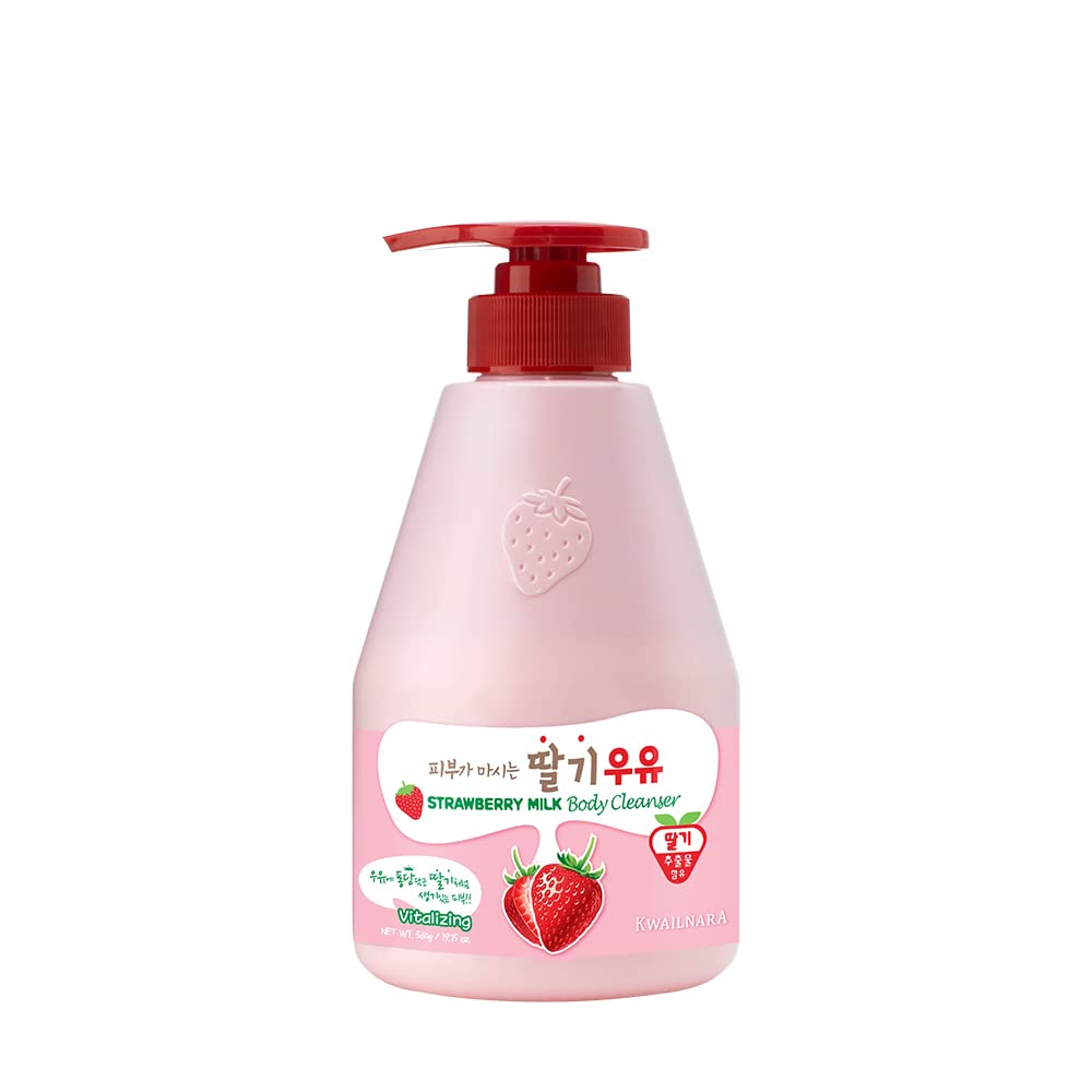 Welcos Strawberry Milk Body Cleanser 560G - Nourishing Body Wash For Smooth Skin