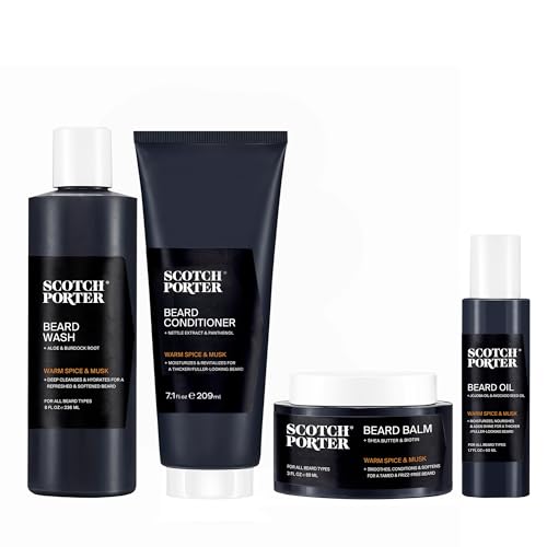 Scotch Porter Beard Collection - Wash, Conditioner, Oil & Balm For Coarse, Dry Hair Growth