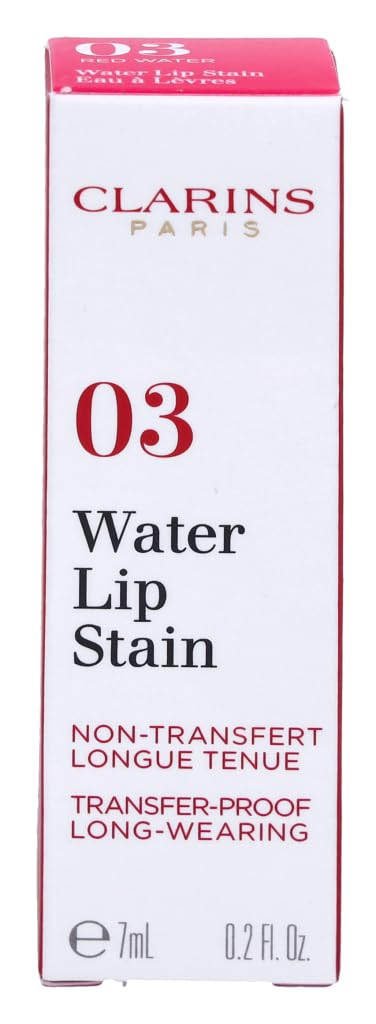 Clarins Water Lip Stain 0.2 Fl Oz - Matte, Moisturizing, Buildable, Transfer-Proof, Red Water