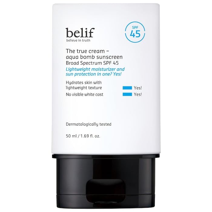 Belif Aqua Bomb Spf 45 Sunscreen - Hydrating Niacinamide, No White Cast, Invisible, 1.69 Oz