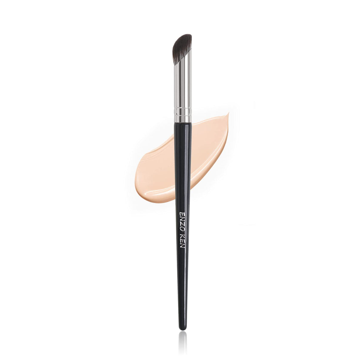 Enzo Ken Angled Concealer Brush - Small Nose Contour Brush, Plant Synthetic Hair, Black