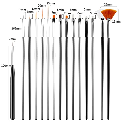 Artdone 31pcs Nail Art Brushes & Tool Set, Dotting Tools, Dust Brush, Striping Brushes & Drawing Pen for Gel Polish Design