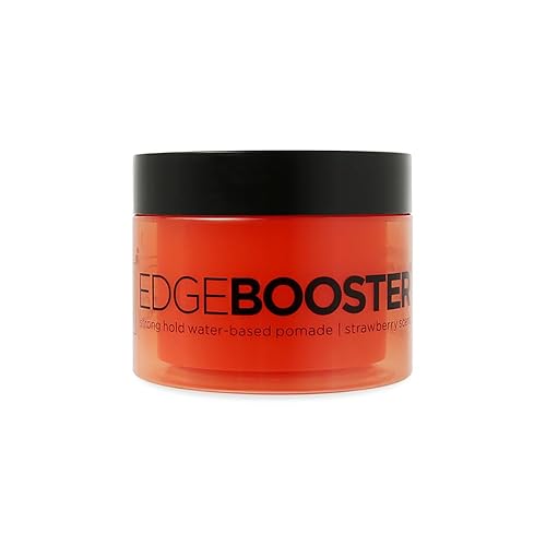 EDGE BOOSTER Strong Hold Pomade 3.38 OZ - Water-Based, Strawberry Scented Hair Styling Product