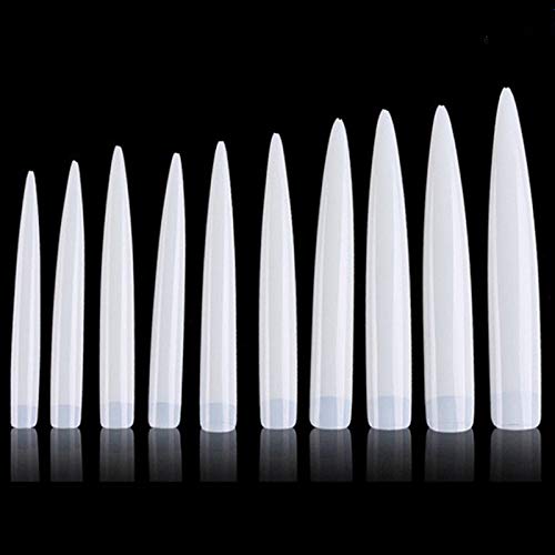 Yimart 120Pcs Stiletto Extra Long Sharp Acrylic False Nail Tips For Nail Salon, Natural Long Sharp