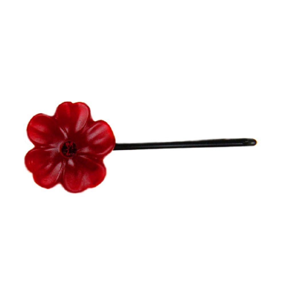 Di Prima Red Milky Flower Bobby Pin - 1 Count Hair Accessory For Women