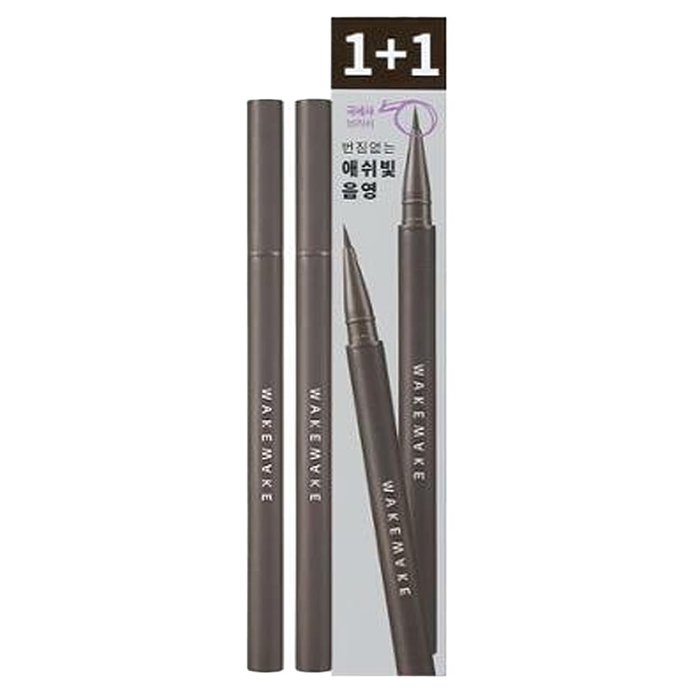 Wakemake Real Ash Brush Eyeliner, Smudge-Proof, Waterproof, Ultra-Fine Tip, 0.04 Oz,