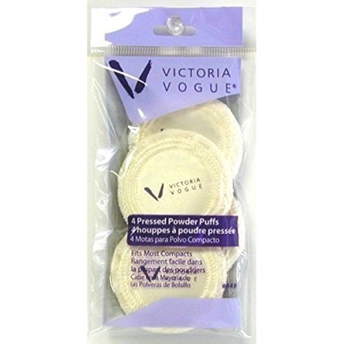 Victoria Vogue Round Puff Pressed Powder Puff - 4 Count, White Makeup Applicator