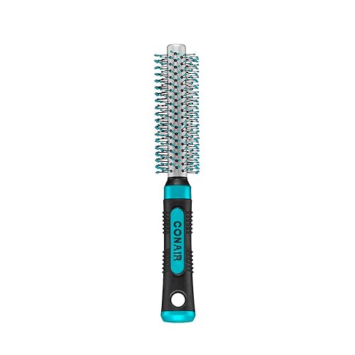 Conair Metal Round Hairbrush - Teal Nylon Bristles For Blowouts & Volume - Perfect For Short Hair