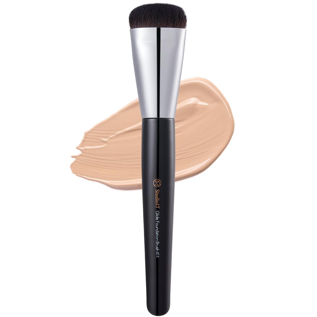 Studio17 Flat Foundation Brush For Liquid Makeup - Korean Quality Brush With Micro Bristles